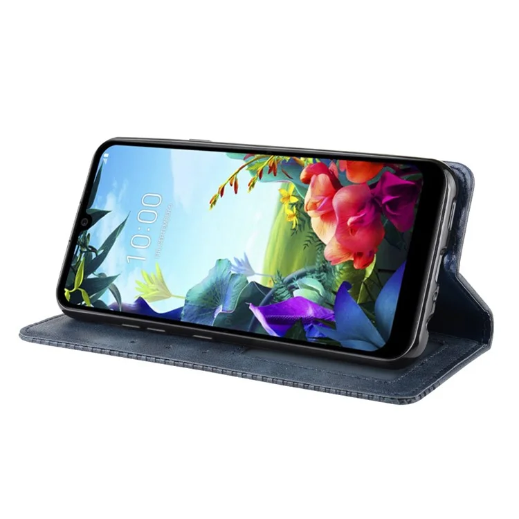 Vintage Style Ledergeldbörse Ständerfall für LG K40S - Blau