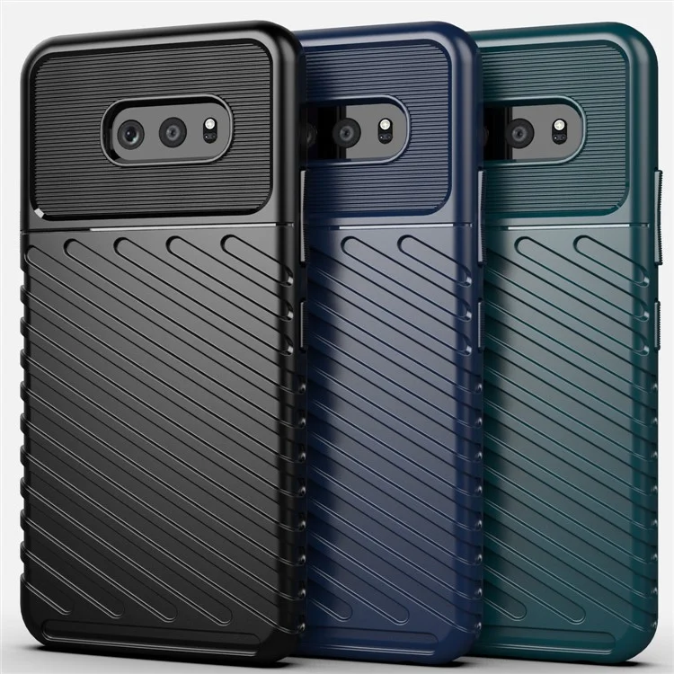 Thunder Series Unique Twill Texture Soft TPU Back Shell Case for LG G8X Thinq - Blue