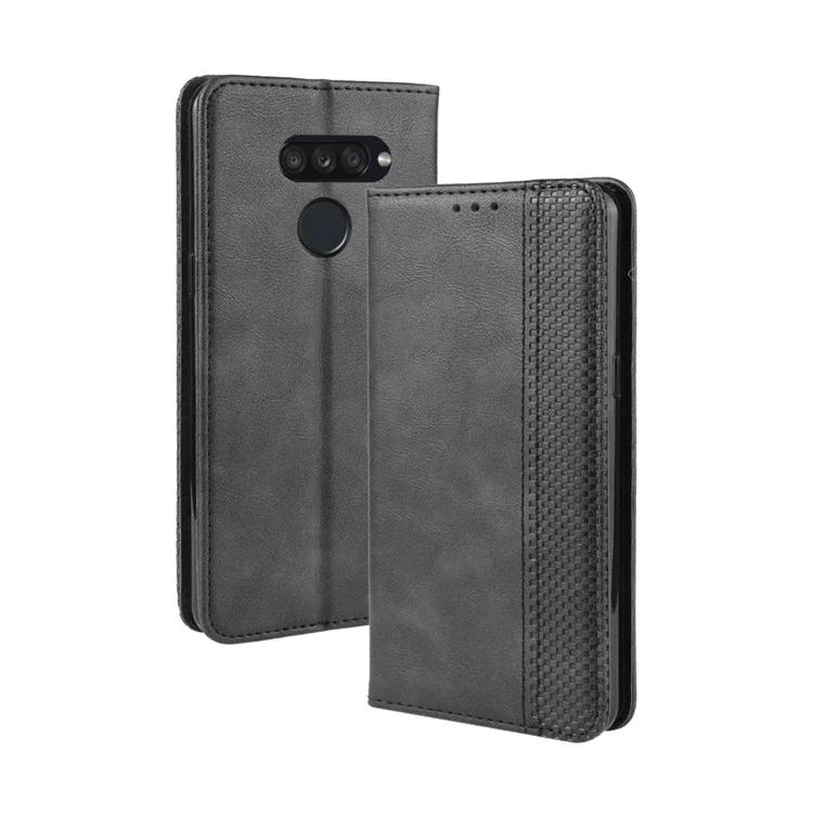 Étui de Téléphone Portable du Portefeuille en Cuir PU de Style Rétro Pour LG K50S - le Noir