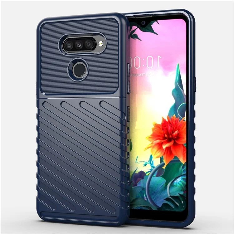 Thunder Series Twill Texture Soft TPU Back Case for LG K50S - Blue