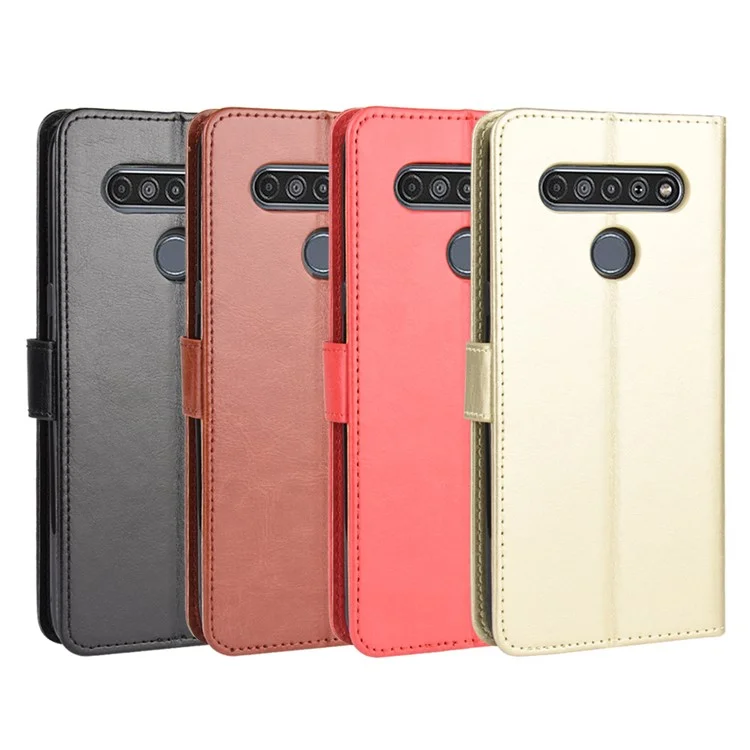 Crazy Horset Cartet Leather Protetive Cover For LG K51S/K41S - Preto