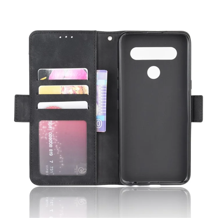 Multiple Card Slots Leather Wallet Protector Cover for LG K51S/K41S - Black