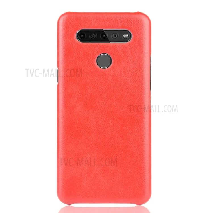 Litchi Texture PU Leather Coated Plastic Hard Phone Cover for LG K41S - Red