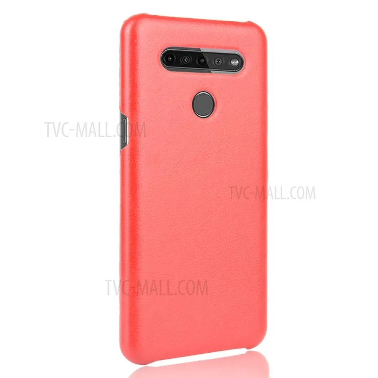 Litchi Texture PU Leather Coated Plastic Hard Phone Cover for LG K41S - Red