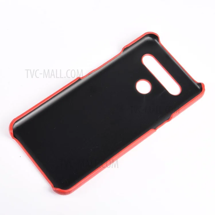 Litchi Texture PU Leather Coated Plastic Hard Phone Cover for LG K41S - Red