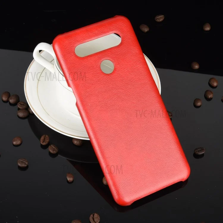 Litchi Texture PU Leather Coated Plastic Hard Phone Cover for LG K41S - Red