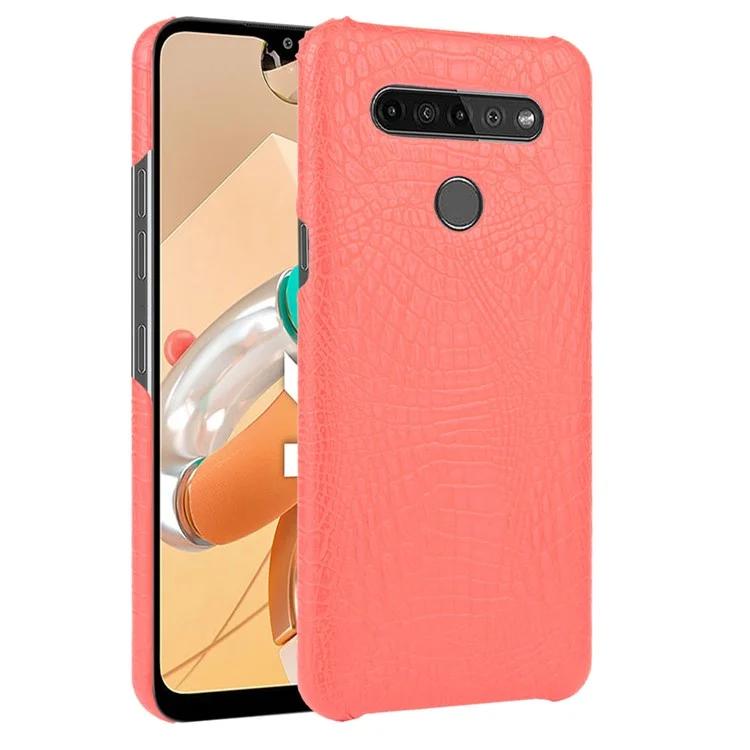 Cubierta De Teléfono Con Recubrimiento De Cuero De La PU De La Textura De Cocodrilo Para LG K41S - Rojo