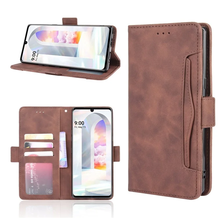 Wallet Leather Phone Case with Multiple Card Slots for LG Velvet - Brown