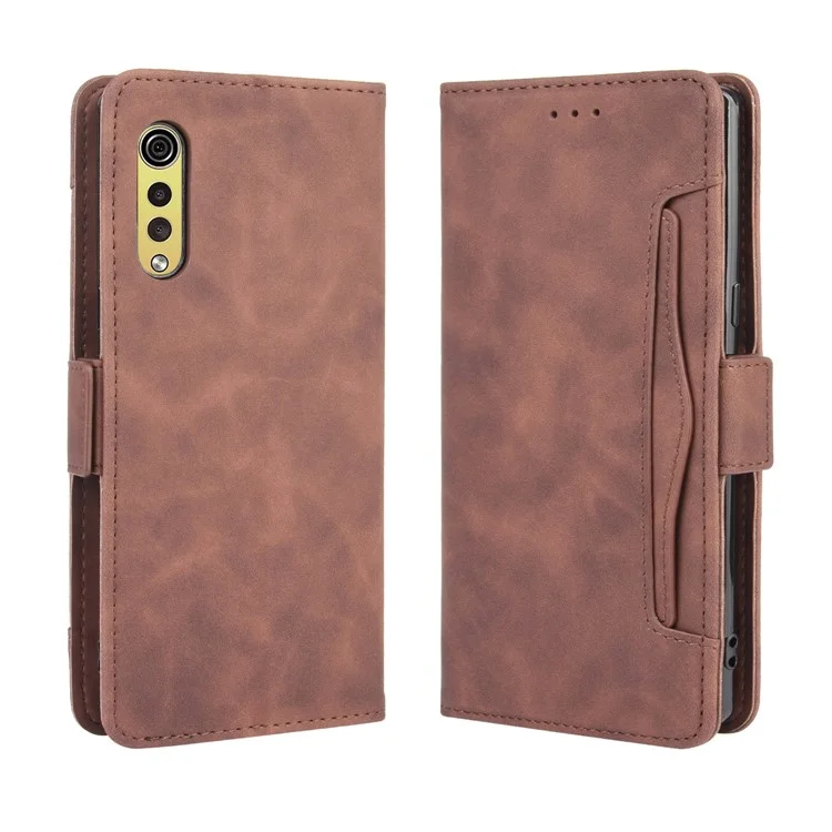Wallet Leather Phone Case with Multiple Card Slots for LG Velvet - Brown