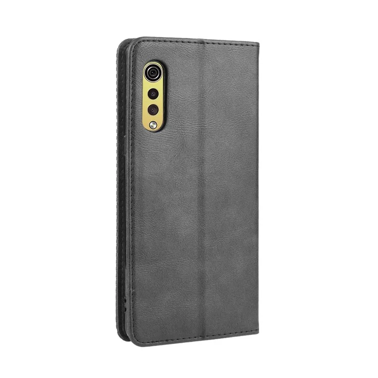 Couvercle de Téléphone Portable de Portefeuille de Portefeuille de Portefeuille de Portefeuille en Cuir PU Rétro Auto-absorbé Pour LG Velvet - le Noir