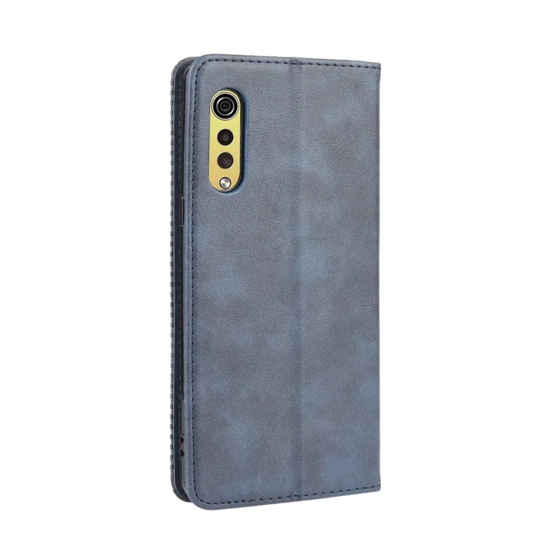 Auto-absorbed Retro PU Leather Shell Wallet Cell Phone Cover for LG Velvet - Blue