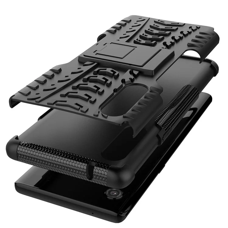 Cool Tire Muster PC + TPU Anti-schlupf-telefonschale Mit Kickstand Für LG Velvet - Schwarz