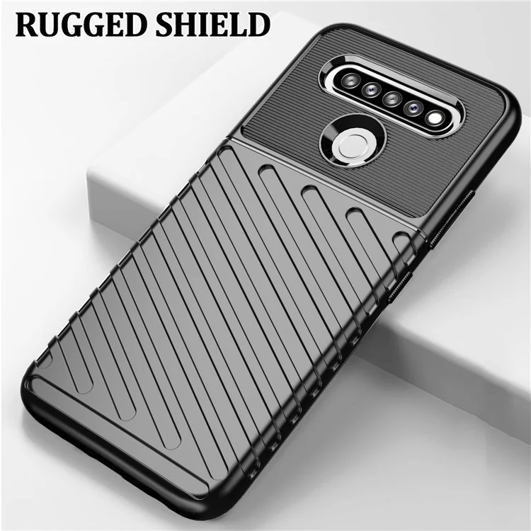 Texture de la Série Thunder Texture Soft TPU Téléphone Pour LG K41s / K51s - le Noir