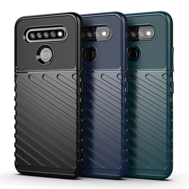 Texture de la Série Thunder Texture Soft TPU Téléphone Pour LG K41s / K51s - le Noir