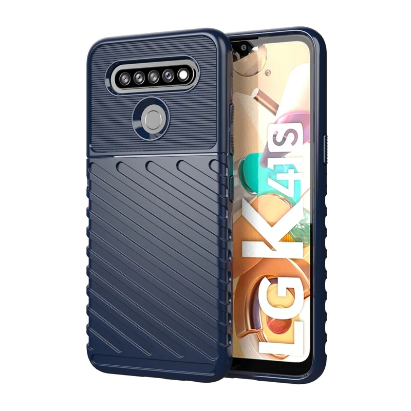 Чехол для телефона LG K41S / K51S из мягкой ТПУ с текстурой твила, серия Thunder, синий