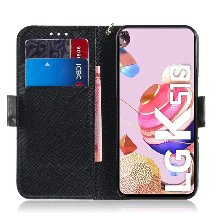 Motif Imprimerie Plate Décor Décor de Portefeuille en Cuir Avec Longe Pour LG K41S / LG K51 - Motif de Fleurs