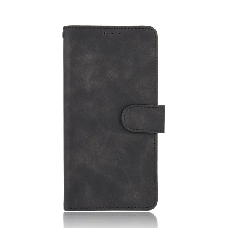 Skin-touch Wallet Stand Leather Cell Phone Cover for LG Velvet - Black