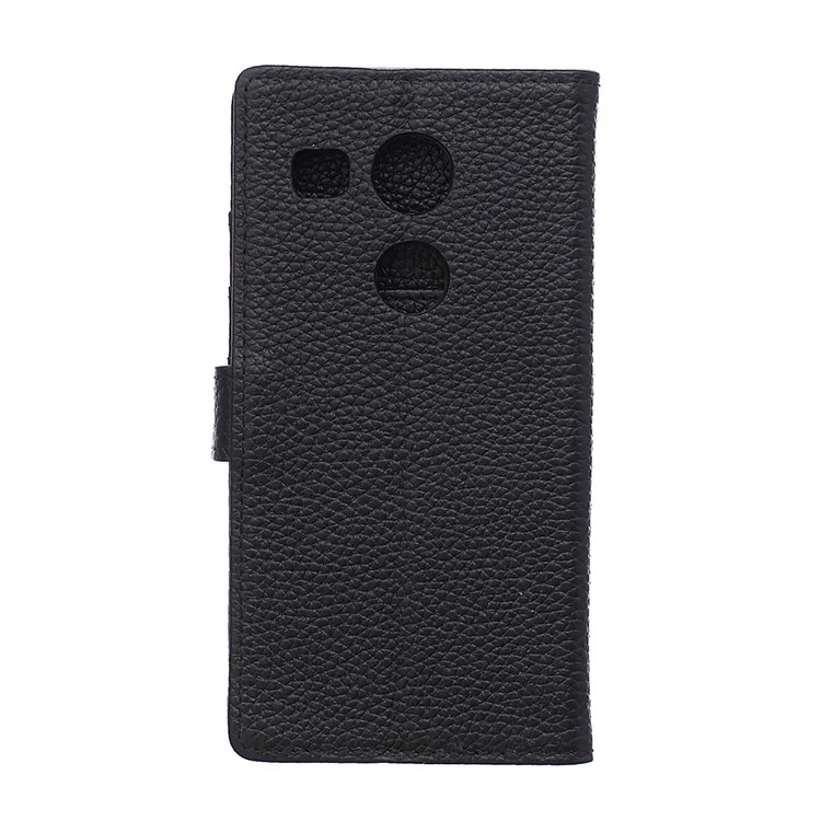 Genuine Full Grain Leather Wallet Stand Phone Case for LG Nexus 5X - Black