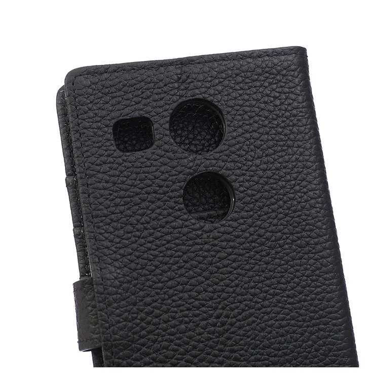 Genuine Full Grain Leather Wallet Stand Phone Case for LG Nexus 5X - Black