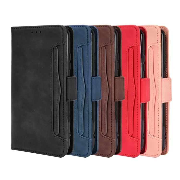 Leather Wallet Phone Cover Shell with Draw-Out Card Slots for LG K22 - Black