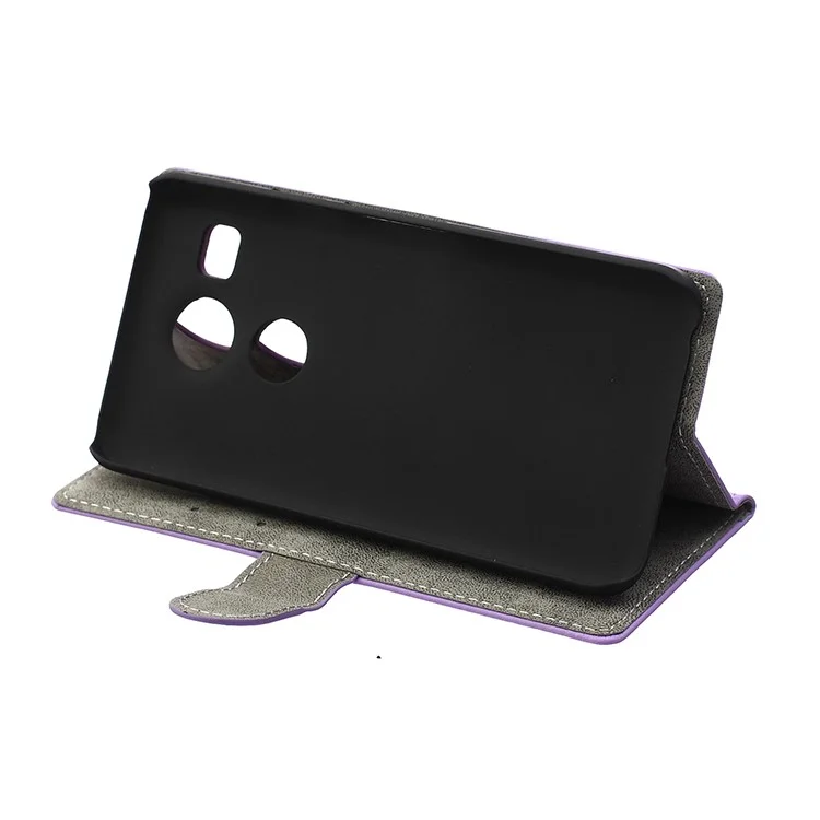 Faux Sheep Skin Leather Phone Case Stand Cover for LG Nexus 5X - Black