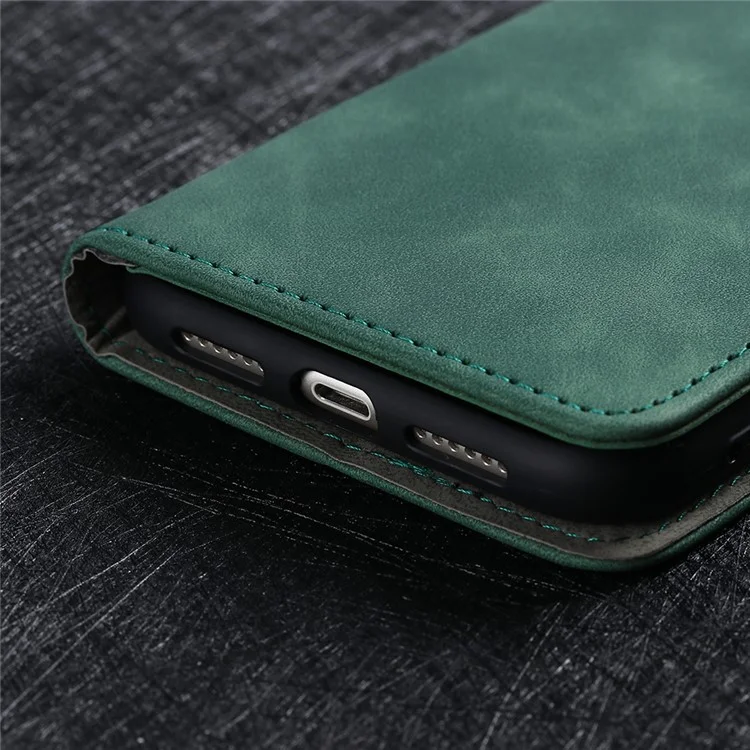 Skin-touch PU Leather Wallet Cell Phone Case for LG Wing 5G - Green