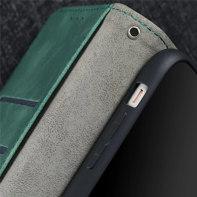 Skin-touch PU Leather Wallet Cell Phone Case for LG Wing 5G - Green