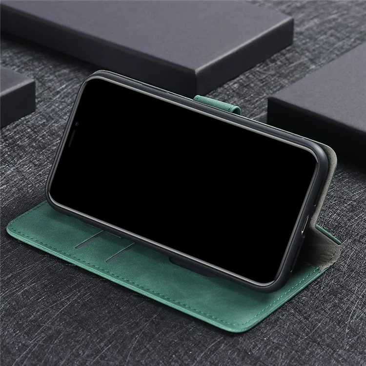 Skin-touch PU Leather Wallet Cell Phone Case for LG Wing 5G - Green