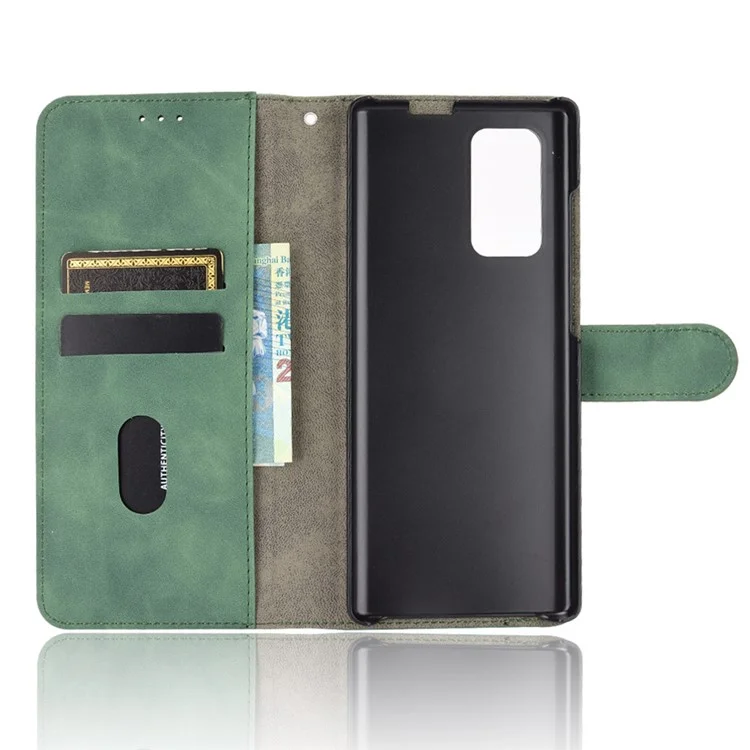 Skin-touch PU Leather Wallet Cell Phone Case for LG Wing 5G - Green