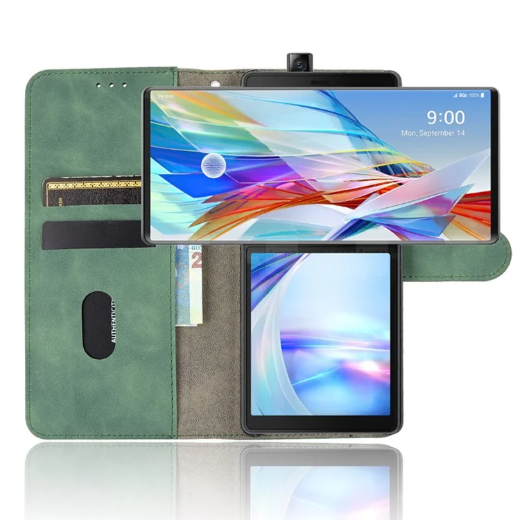 Skin-touch PU Leather Wallet Cell Phone Case for LG Wing 5G - Green