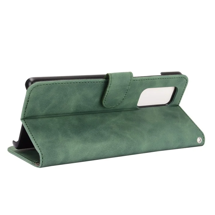 Skin-touch PU Leather Wallet Cell Phone Case for LG Wing 5G - Green