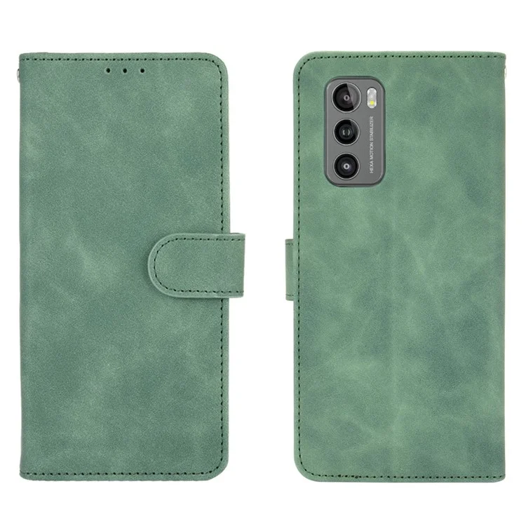 Skin-touch PU Leather Wallet Cell Phone Case for LG Wing 5G - Green