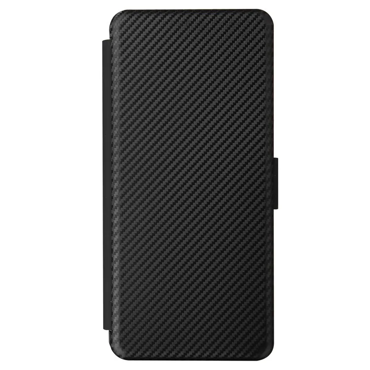 Capa Magnética de Fibra de Carbono para Telefone com Fivela + Porta-Cartões + Alça de Anel para LG Wing 5G - Preto