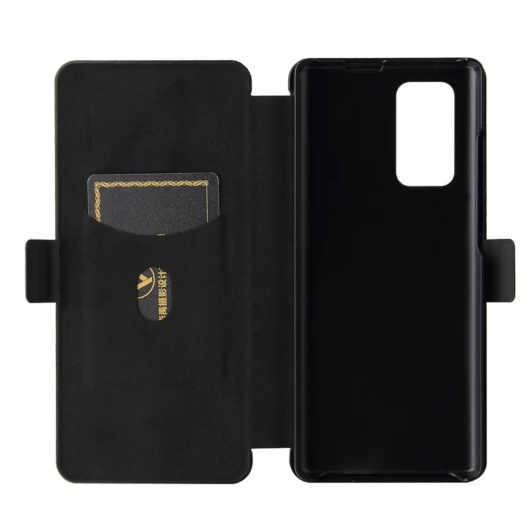 Capa Magnética de Fibra de Carbono para Telefone com Fivela + Porta-Cartões + Alça de Anel para LG Wing 5G - Preto