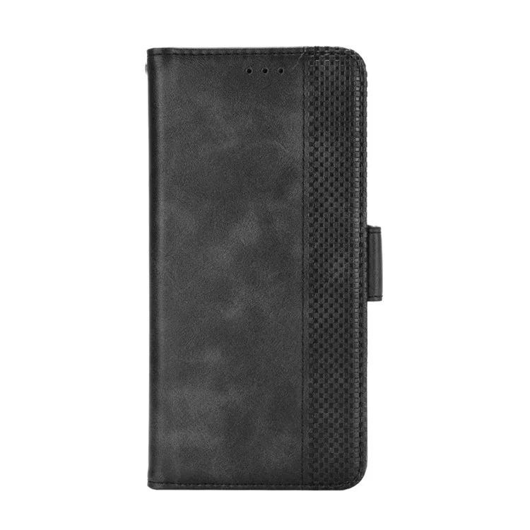 Carteira de Couro Retrô com Fivela Magnética Lateral Capa de Telefone para LG Wing 5G - Preta