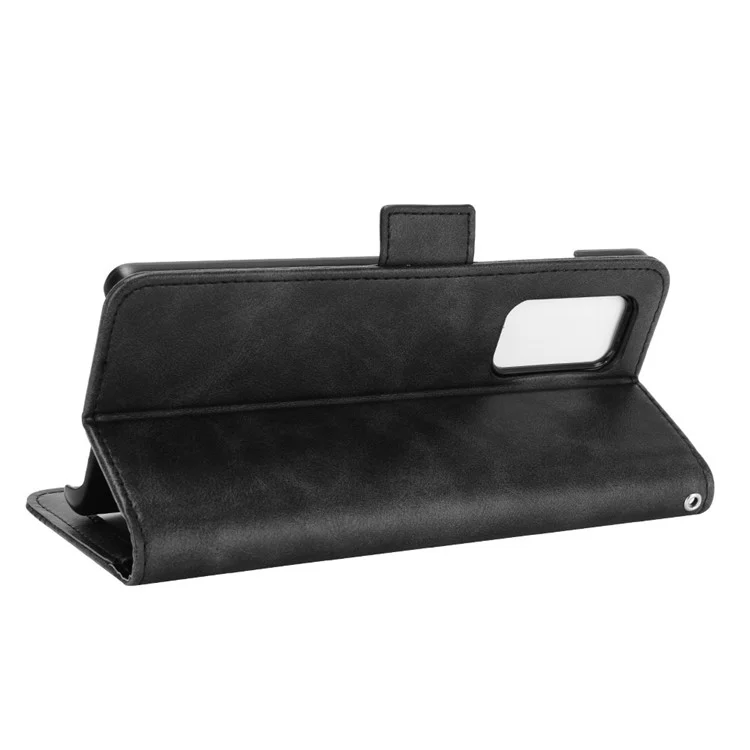 Carteira de Couro Retrô com Fivela Magnética Lateral Capa de Telefone para LG Wing 5G - Preta