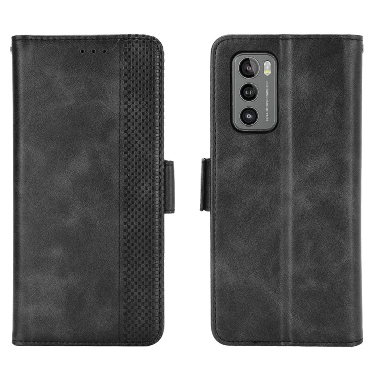 Carteira de Couro Retrô com Fivela Magnética Lateral Capa de Telefone para LG Wing 5G - Preta