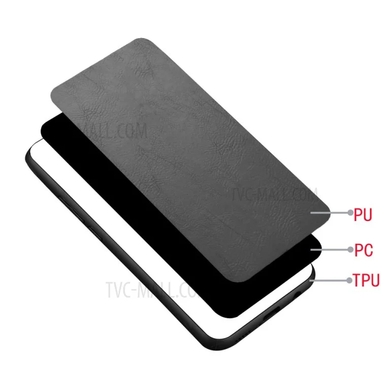 Full Protection Stitching Line Design PU Leather Coated Hybrid Cell Phone Case for LG K42 - Black