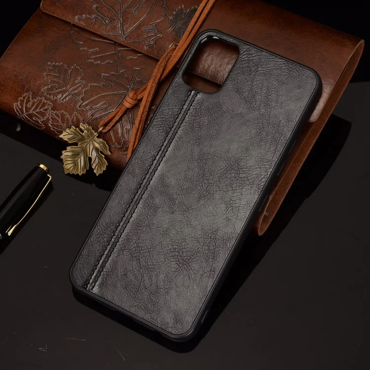 Full Protection Stitching Line Design PU Leather Coated Hybrid Cell Phone Case for LG K42 - Black