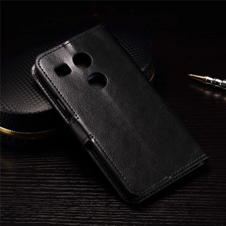 Crazy Horse Wallet Leather Stand Case for LG Nexus 5X - Black