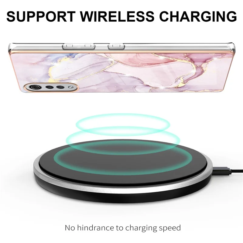 TPU-hoesje met IMD marmeren patroon en geëmailleerde achterkant voor LG Velvet 4G - Roségoud 005