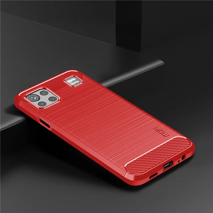 MOFI for LG K92 5G Light Thin Anti-seismic Protective Cover Carbon Fiber Texture Brushed Surface TPU Phone Case - Black