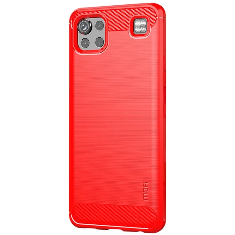 MOFI for LG K92 5G Light Thin Anti-seismic Protective Cover Carbon Fiber Texture Brushed Surface TPU Phone Case - Red