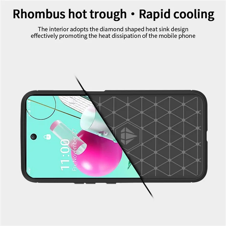 MOFI for LG K92 5G Light Thin Anti-seismic Protective Cover Carbon Fiber Texture Brushed Surface TPU Phone Case - Red