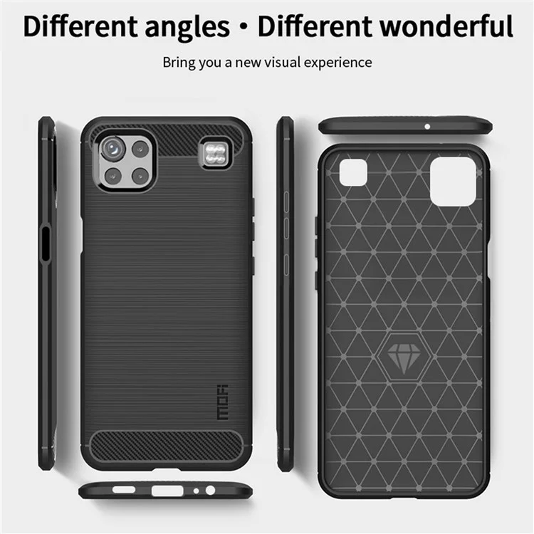 MOFI for LG K92 5G Light Thin Anti-seismic Protective Cover Carbon Fiber Texture Brushed Surface TPU Phone Case - Red