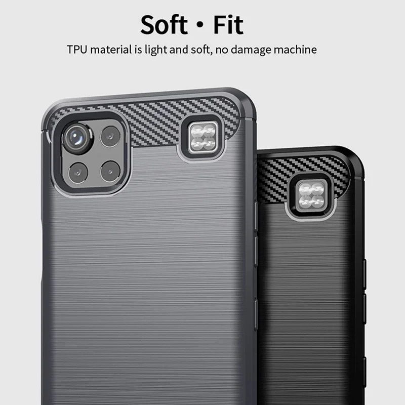 MOFI for LG K92 5G Light Thin Anti-seismic Protective Cover Carbon Fiber Texture Brushed Surface TPU Phone Case - Grey