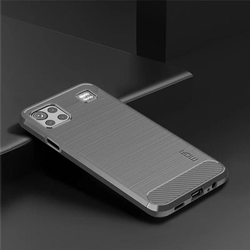 MOFI for LG K92 5G Light Thin Anti-seismic Protective Cover Carbon Fiber Texture Brushed Surface TPU Phone Case - Grey