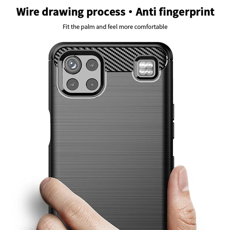 MOFI for LG K92 5G Light Thin Anti-seismic Protective Cover Carbon Fiber Texture Brushed Surface TPU Phone Case - Grey