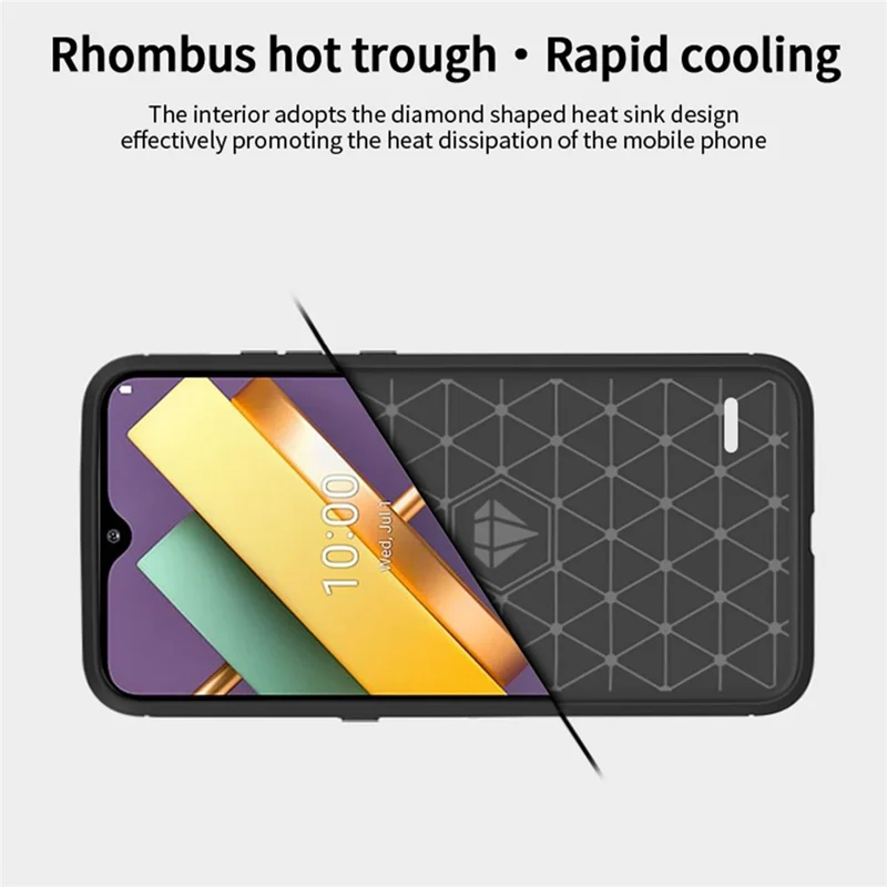 MOFI for LG K22/K22 Plus Anti-scratch Light Slim Protective Cover TPU Carbon Fiber Texture Brushed Surface Cell Phone Case - Blue