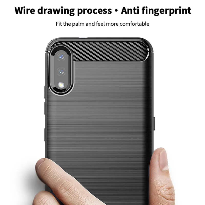 MOFI for LG K22/K22 Plus Anti-scratch Light Slim Protective Cover TPU Carbon Fiber Texture Brushed Surface Cell Phone Case - Blue